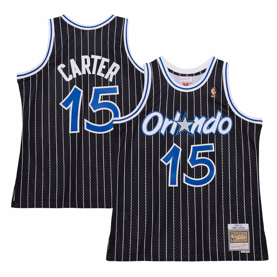 Men's Orlando Magic Vince Carter Mitchell & Ness Black 2009/10 Hardwood Classics Swingman Jersey - Puhuasuan