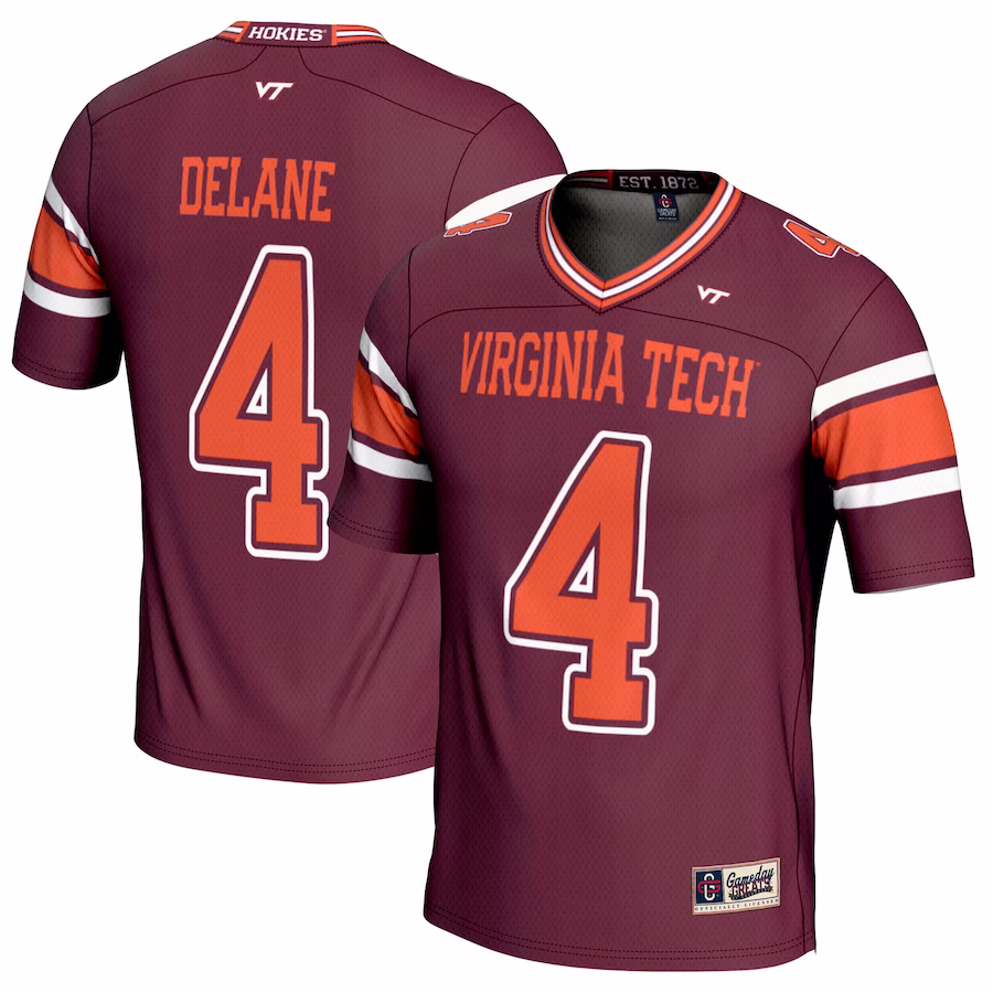 Mansoor Delane Virginia Tech Hokies GameDay Greats NIL Player Football Jersey - Maroon - Puhuasuan