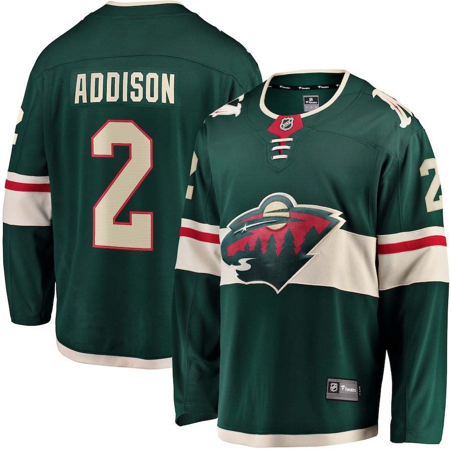 Men's Minnesota Wild Calen Addison Fanatics Green Home Breakaway Player Jersey - Puhuasuan