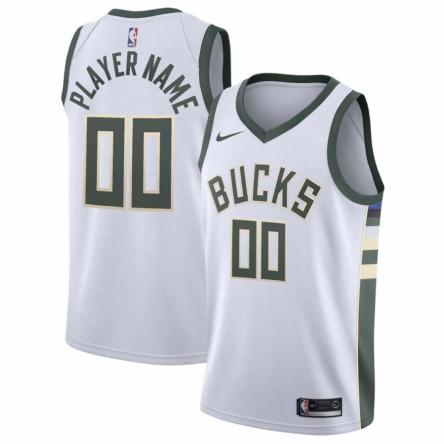 Men's Milwaukee Bucks Nike White 2020/21 Swingman Custom Jersey - Association Edition - Puhuasuan