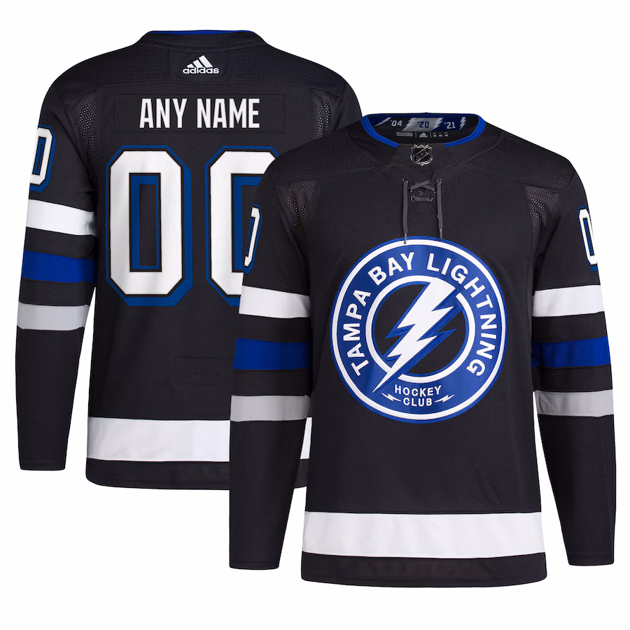 Men's Tampa Bay Lightning adidas Black Alternate Primegreen Authentic Custom Jersey - Puhuasuan