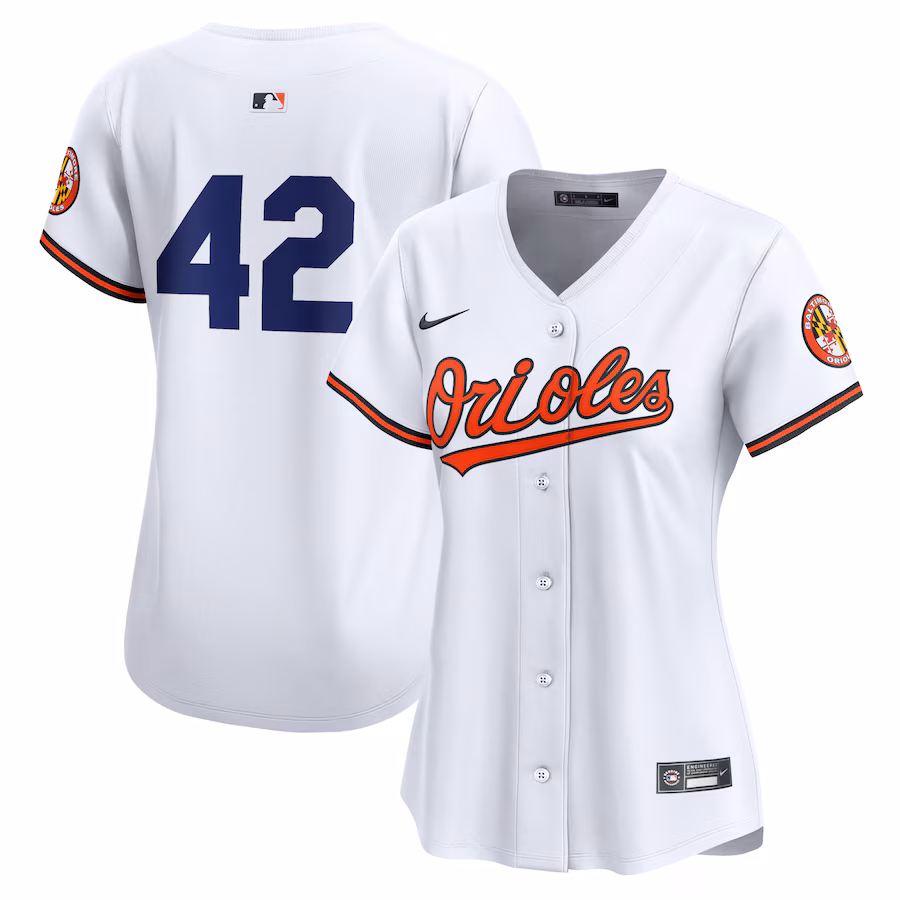 Women's Baltimore Orioles  Nike White 2024 Jackie Robinson Day Home Limited Jersey - Puhuasuan