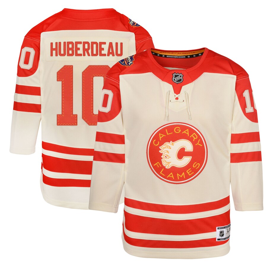 Youth Calgary Flames Jonathan Huberdeau Cream 2023 NHL Heritage Classic Premier Player Jersey - Puhuasuan