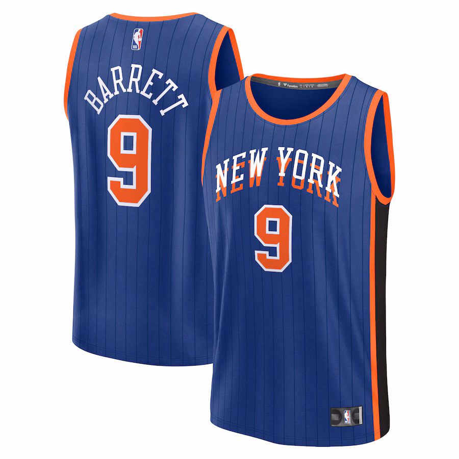 Men's New York Knicks RJ Barrett Fanatics Blue Fast Break Jersey - City Edition - Puhuasuan