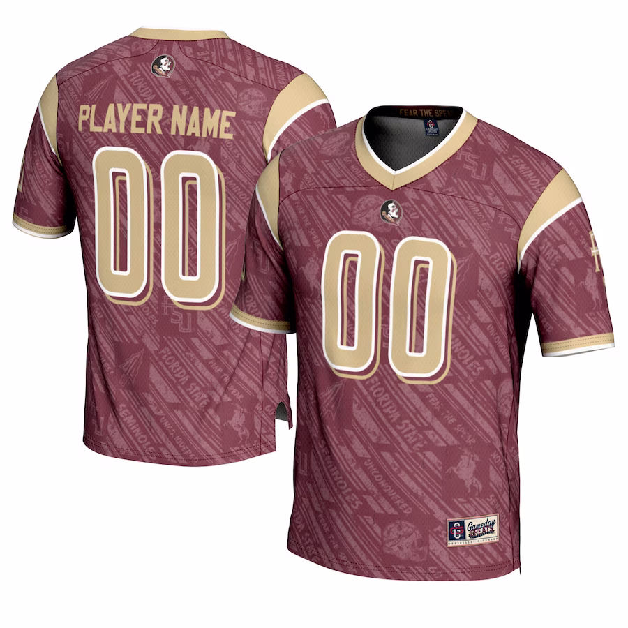 Florida State Seminoles GameDay Greats Highlight Print NIL Pick-A-Player Football Jersey - Garnet - Puhuasuan