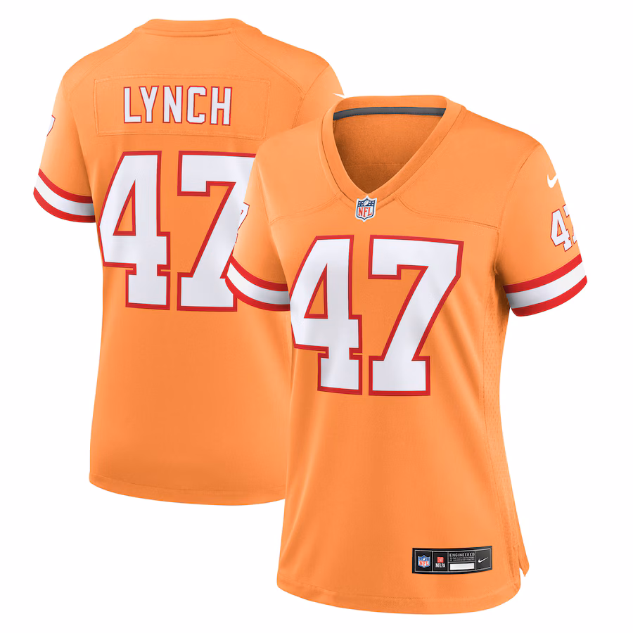 Women's Tampa Bay Buccaneers John Lynch Nike Orange Throwback Game Jersey - Puhuasuan