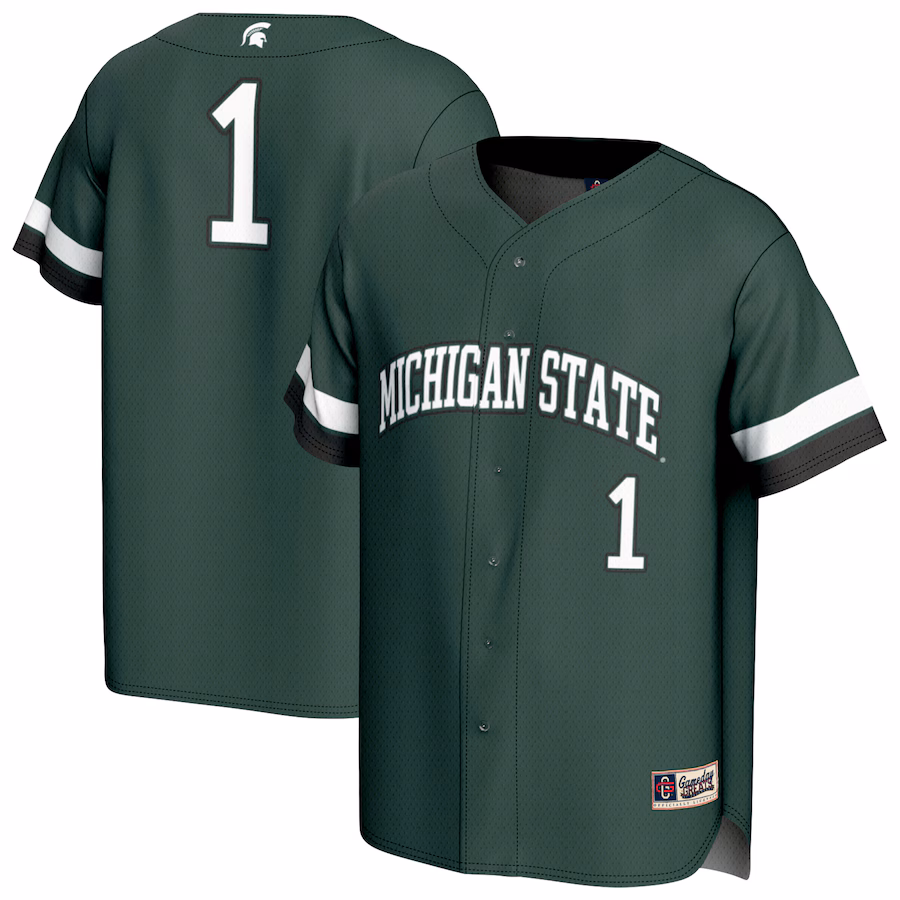 Unisex GameDay Greats #1 Green Michigan State Spartans Lightweight Collegiate Baseball Fashion Jersey - Puhuasuan