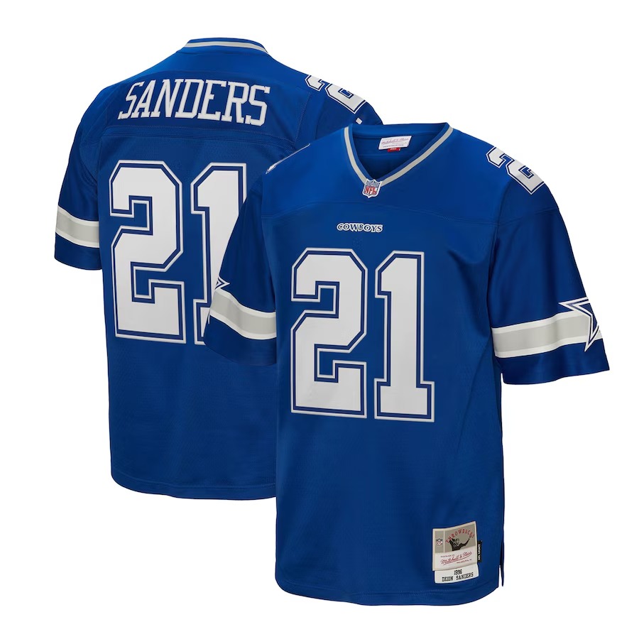 Men's Dallas Cowboys Deion Sanders Mitchell & Ness Navy Legacy Replica Jersey - Puhuasuan