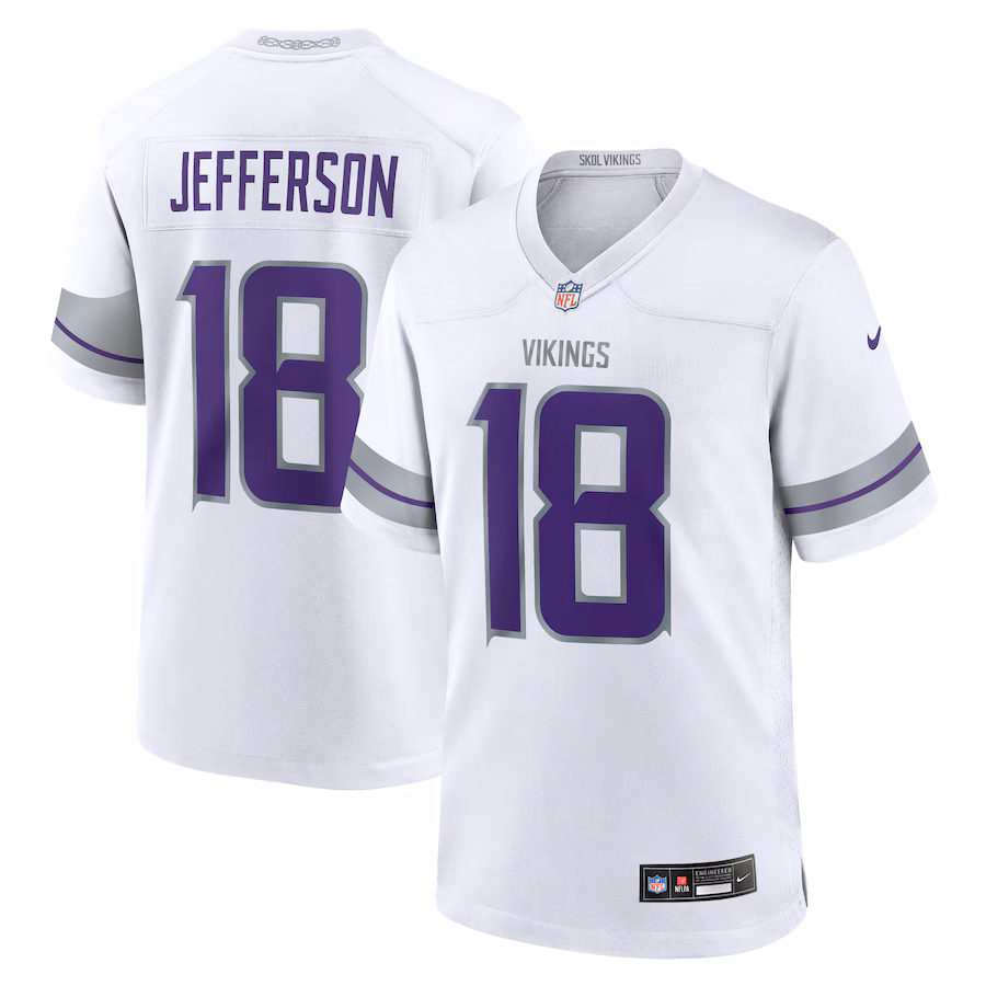 Men's Minnesota Vikings Justin Jefferson Nike White Alternate Game Player Jersey - Puhuasuan