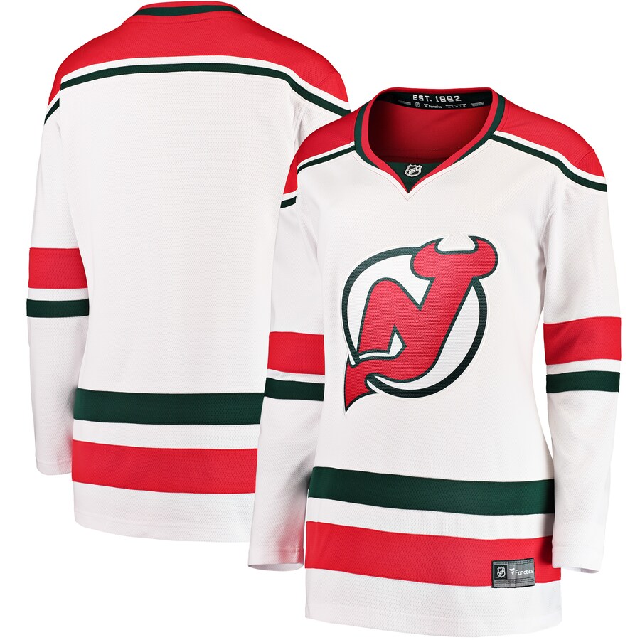 Women's New Jersey Devils Fanatics Branded White 2022/23 Heritage Premier Breakaway Jersey - Puhuasuan