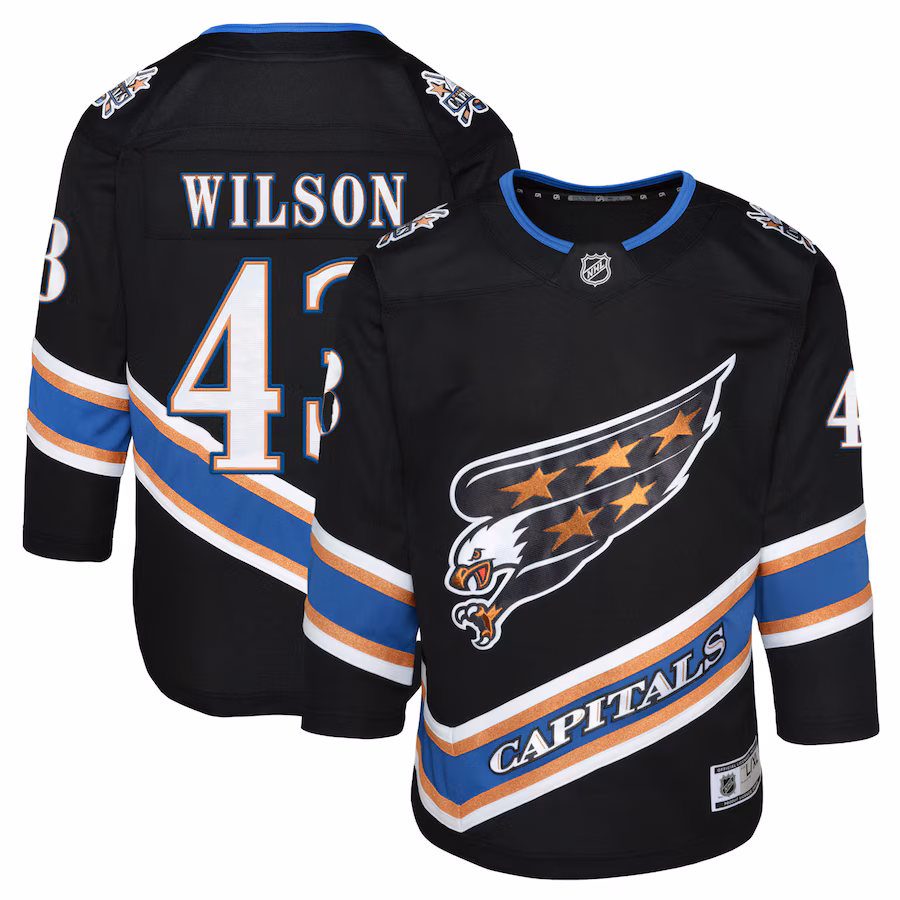 Youth Washington Capitals Tom Wilson Black Alternate 50th Anniversary Premier Player Jersey - Puhuasuan