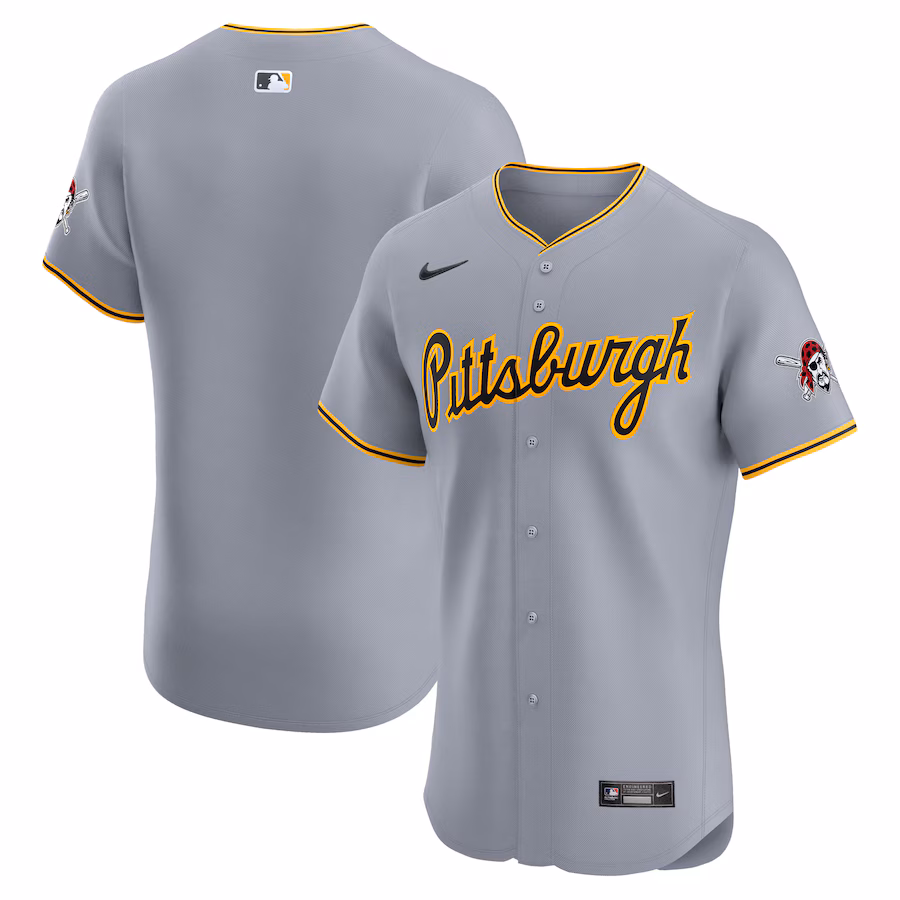 Men's Pittsburgh Pirates  Nike Gray Road Vapor Premier Elite Patch Jersey - Puhuasuan
