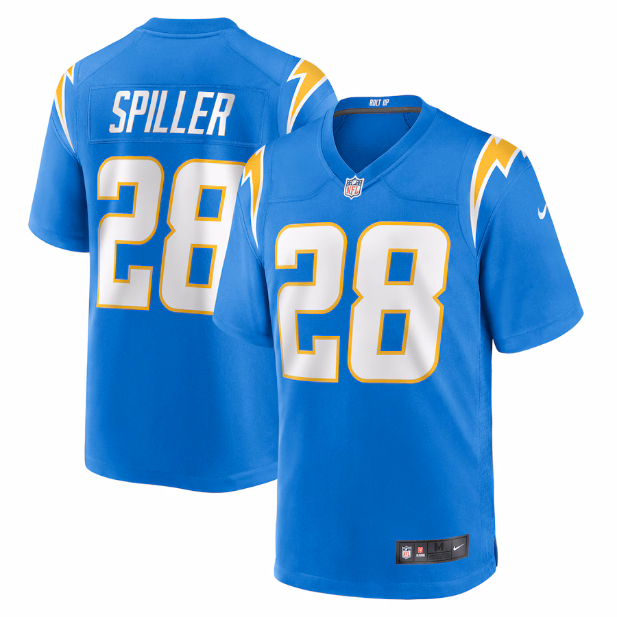 Men's Los Angeles Chargers Isaiah Spiller Nike Powder Blue Game Jersey - Puhuasuan
