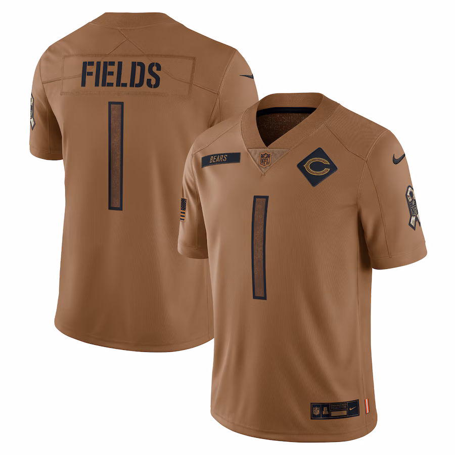 Men's Chicago Bears Justin Fields Nike Brown 2023 Salute To Service Limited Jersey - Puhuasuan