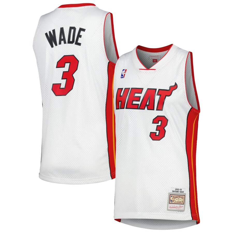 Men's Miami Heat Dwyane Wade Mitchell & Ness White 2001/02 Hardwood Classics Swingman Jersey - Puhuasuan