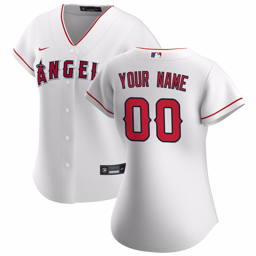 Women's Los Angeles Angels Nike White Home Replica Custom Jersey - Puhuasuan