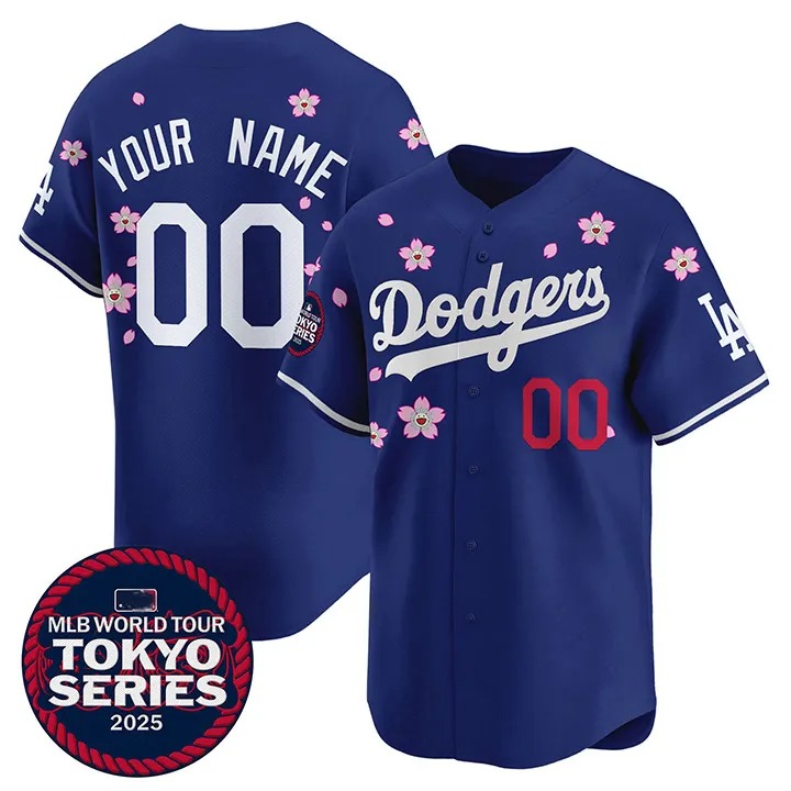 Nike x Takashi Murakami x MLB World Tour Tokyo Series 2025 Dodgers Tokyo Home Custom Jersey - Puhuasuan