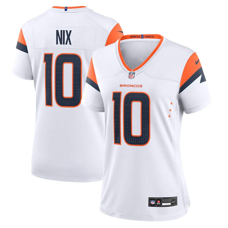 Women's Denver Broncos Bo Nix Nike  White Game Jersey - Puhuasuan