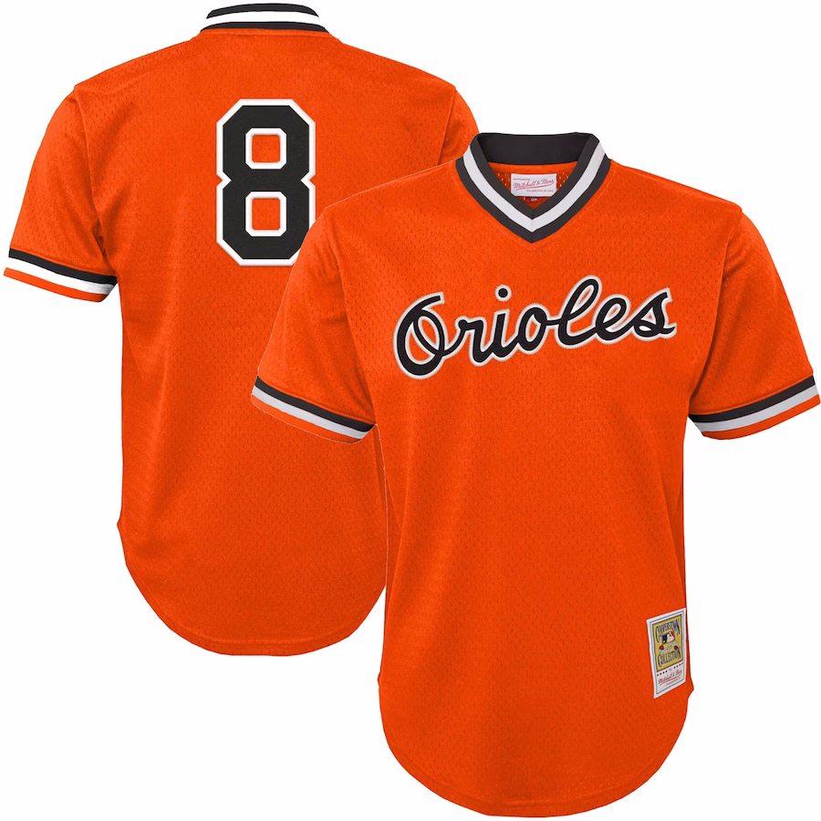 Youth Baltimore Orioles Cal Ripken Jr. Mitchell & Ness Orange Cooperstown Collection Mesh Batting Practice Jersey - Puhuasuan