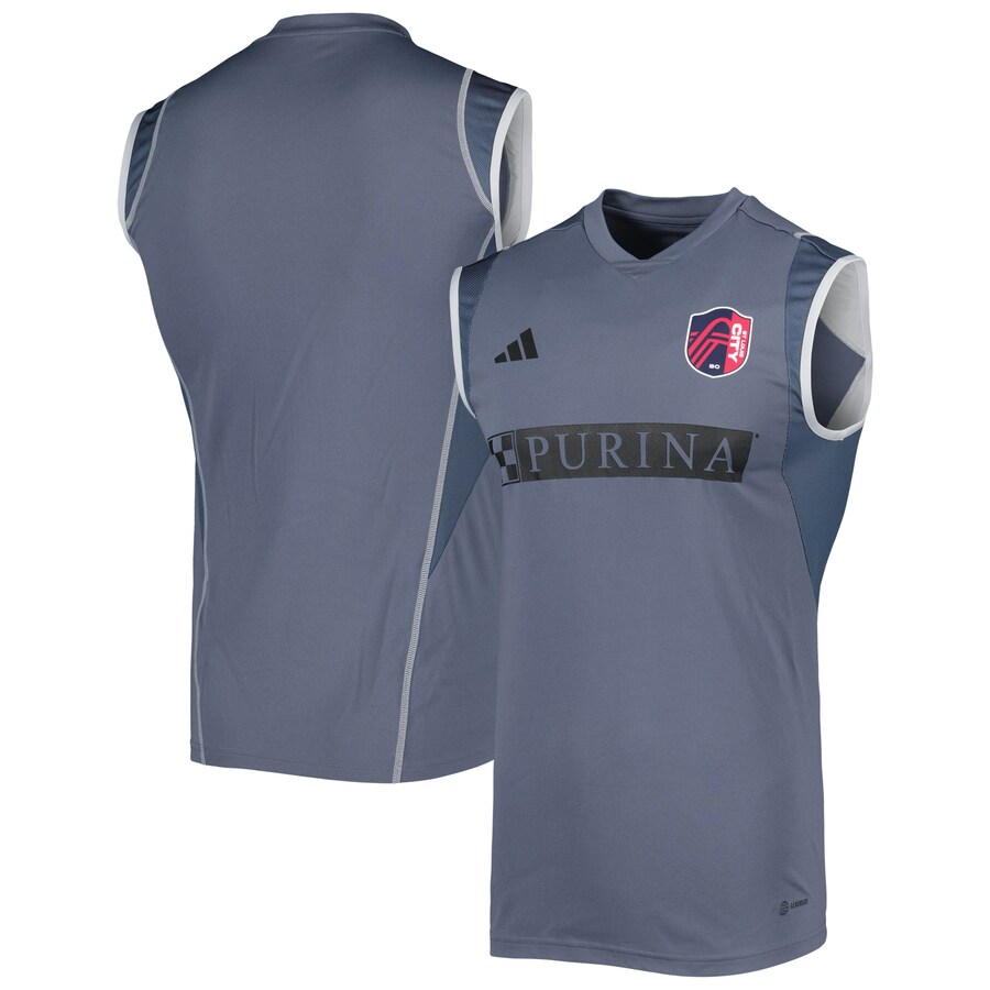 Men's St. Louis City SC adidas Gray 2023 On-Field Sleeveless Training Jersey - Puhuasuan