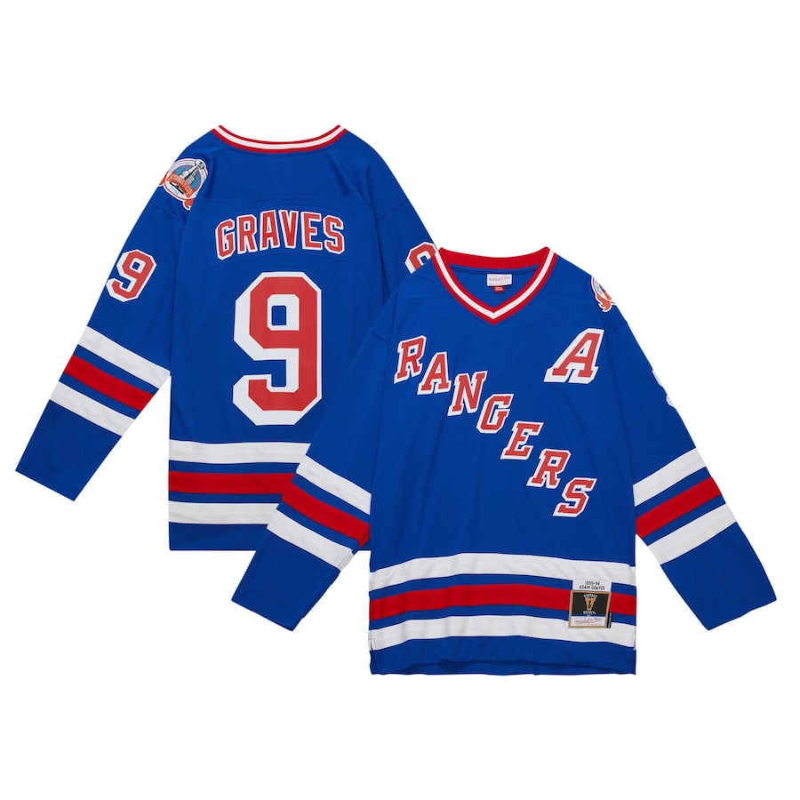 Men's New York Rangers Adam Graves Mitchell & Ness Royal 1993/94 Blue Line Player Jersey - Puhuasuan