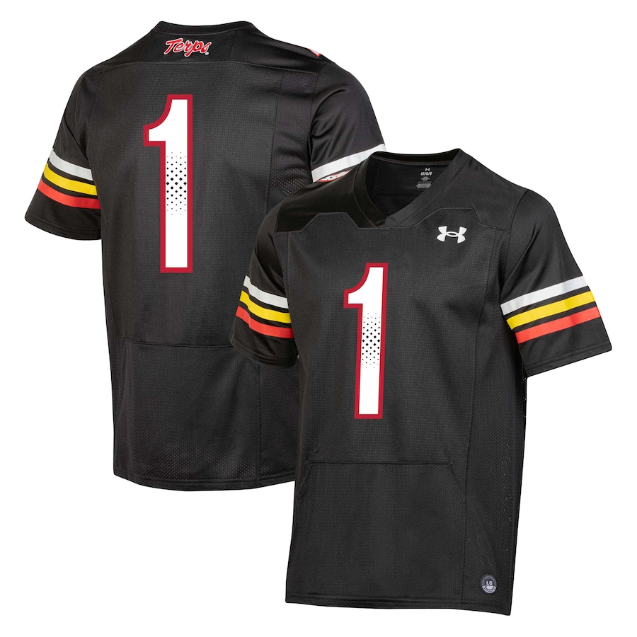 Men's Under Armour #1 Black Maryland Terrapins Replica Football Jersey - Puhuasuan