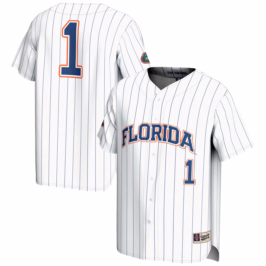 Youth GameDay Greats #1 White Florida Gators Lightweight Baseball Jersey - Puhuasuan