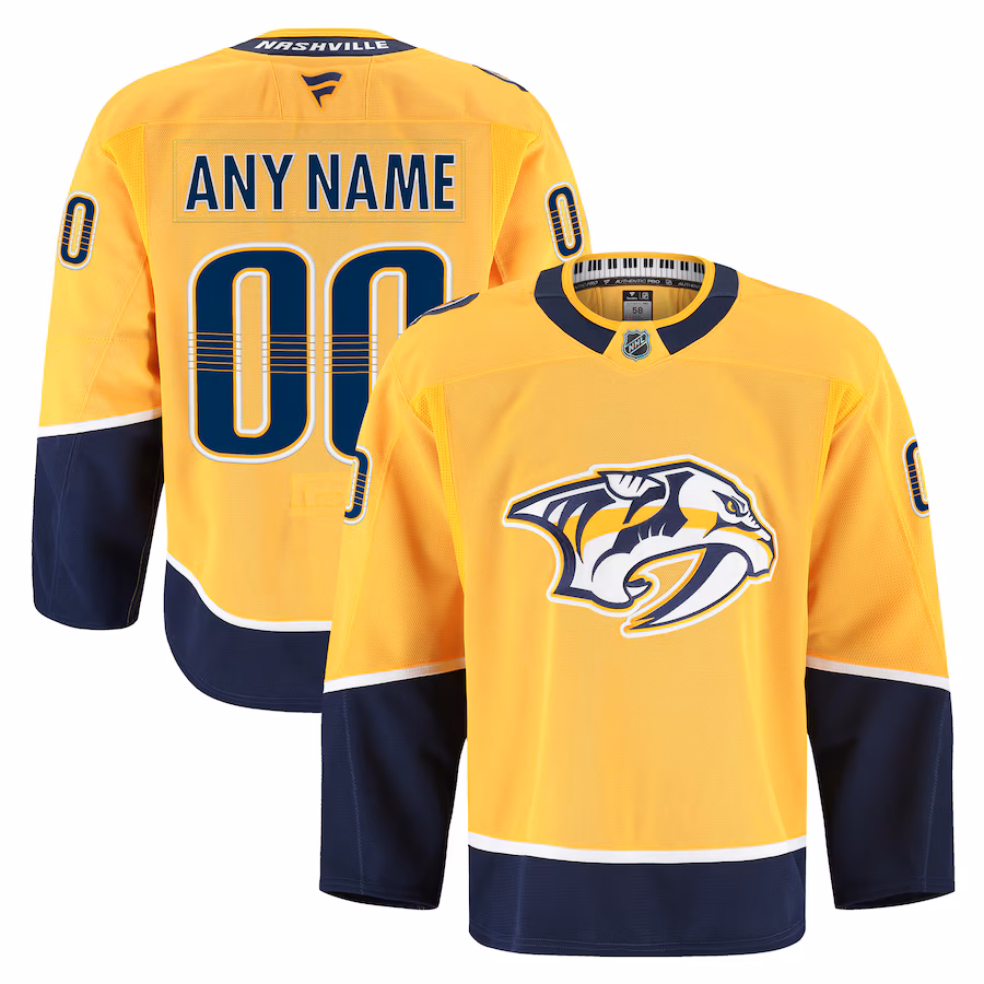 Men's Nashville Predators Fanatics Gold Home Authentic Pro Custom Jersey - Puhuasuan