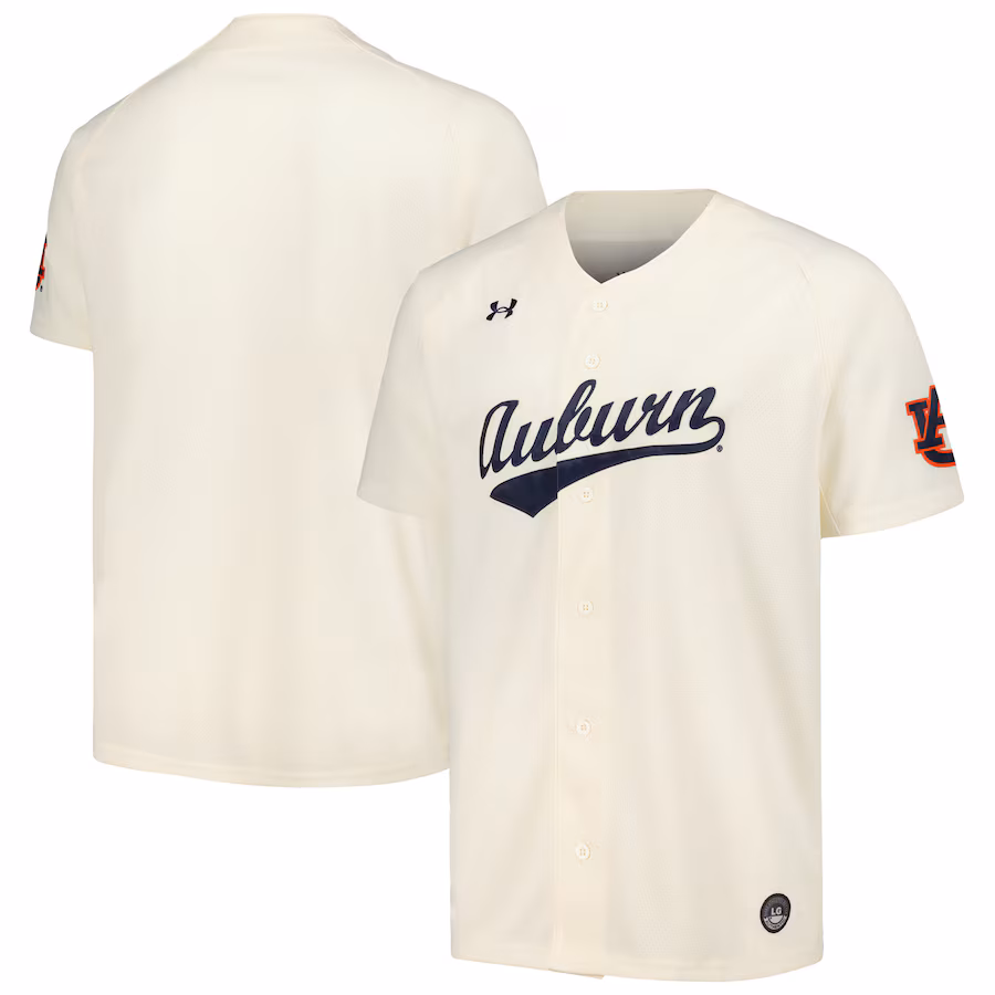 Men's Under Armour Cream Auburn Tigers Replica Baseball Jersey - Puhuasuan