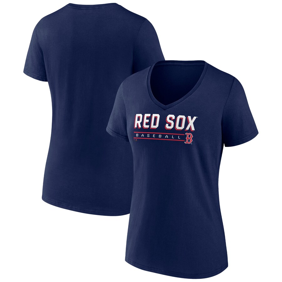 Women's Boston Red Sox Fanatics Navy V-Neck T-Shirt - Puhuasuan