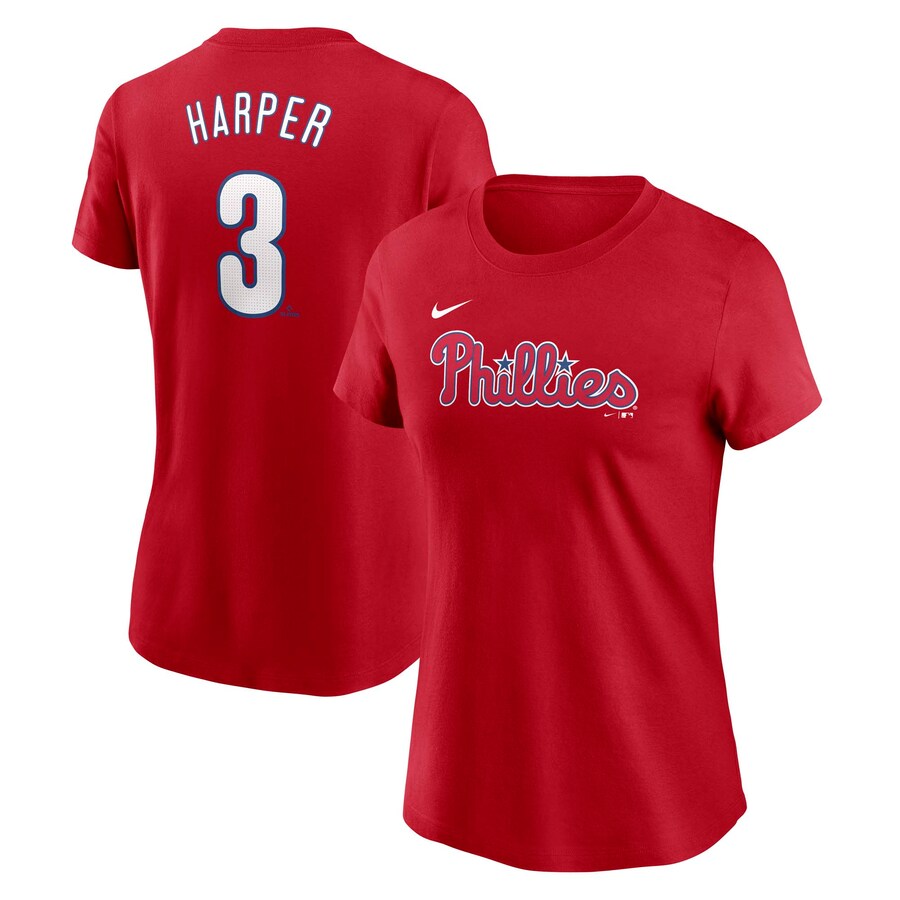 Women's Philadelphia Phillies Bryce Harper Nike Red Fuse Name & Number T-Shirt - Puhuasuan
