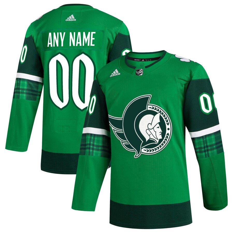 Men's Ottawa Senators  adidas Kelly Green St. Patrick's Day Authentic Custom Jersey - Puhuasuan