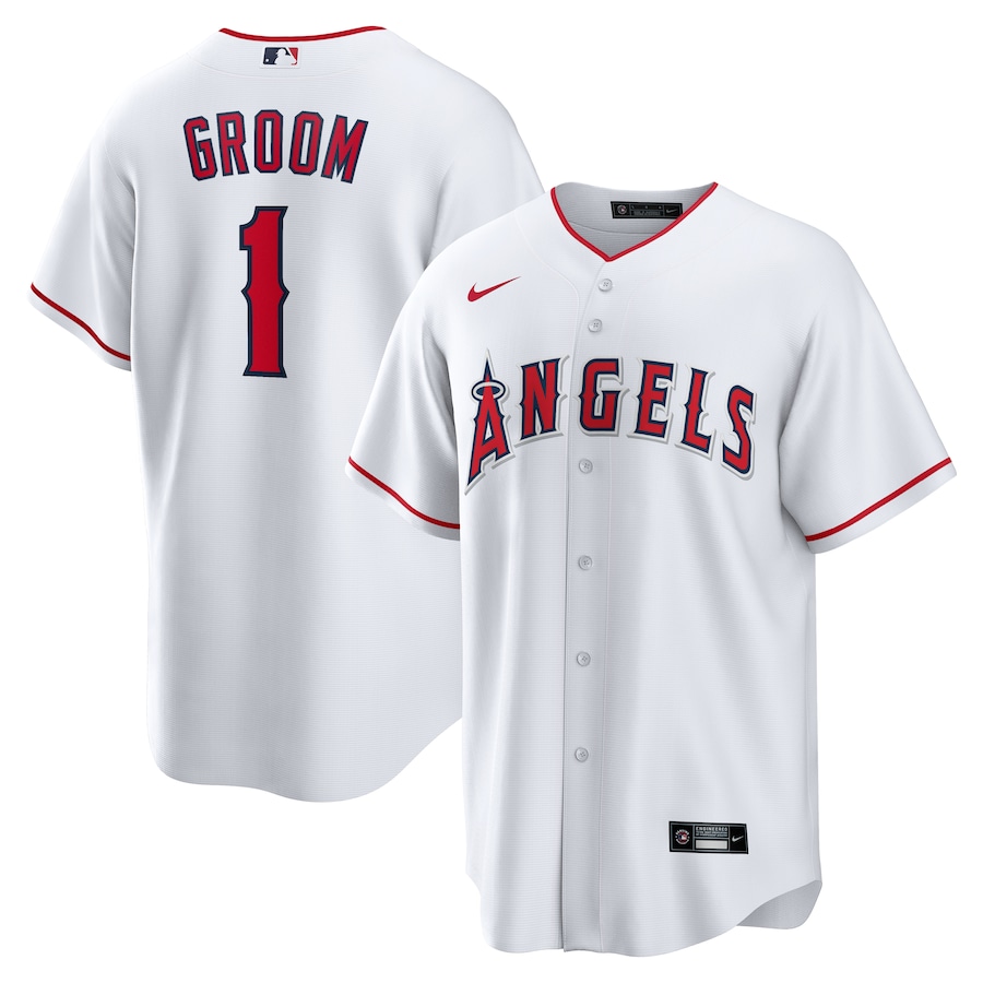 Men's Los Angeles Angels Nike White #1 Groom Home Replica Jersey - Puhuasuan