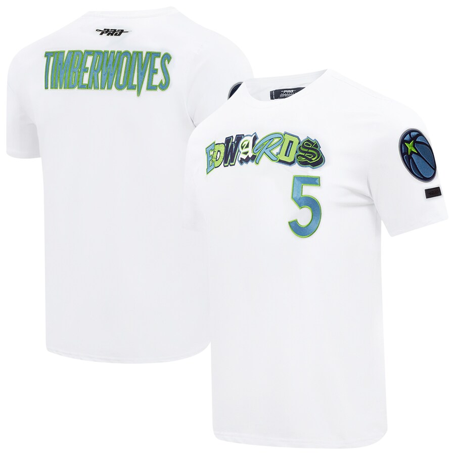 Men's Minnesota Timberwolves Anthony Edwards Pro Standard White City Ransom T-Shirt - Puhuasuan