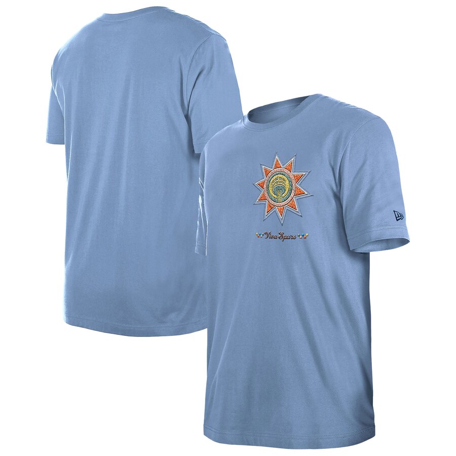 Men's San Antonio Spurs  New Era Light Blue 2024/25 City Edition Chenille Heavyweight T-Shirt - Puhuasuan