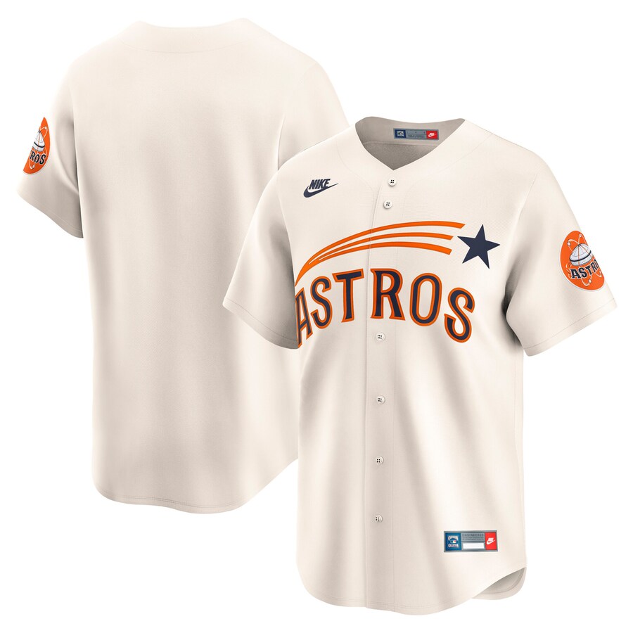 Men's Houston Astros Nike Cream Throwback Cooperstown Collection Limited Jersey - Puhuasuan