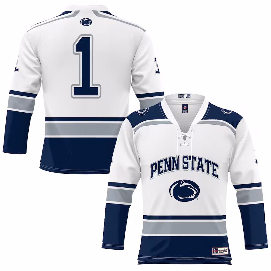 #1 Penn State Nittany Lions GameDay Greats Youth Hockey Jersey - White - Puhuasuan