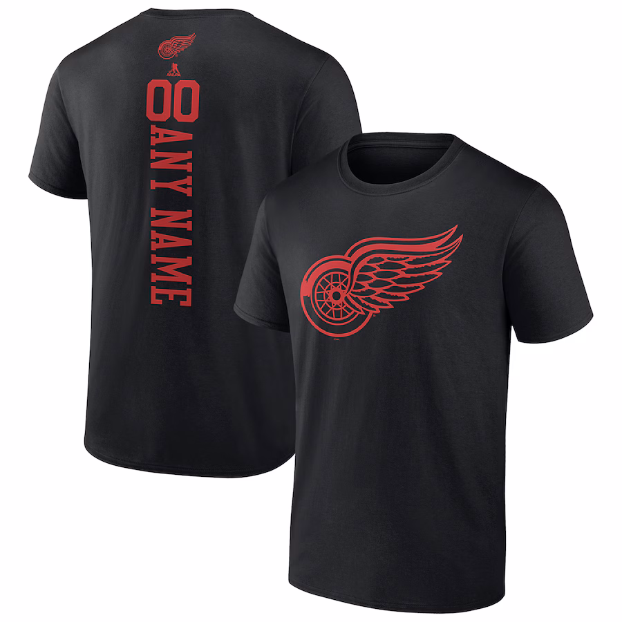 Men's Detroit Red Wings Black Personalized One Color T-Shirt - Puhuasuan