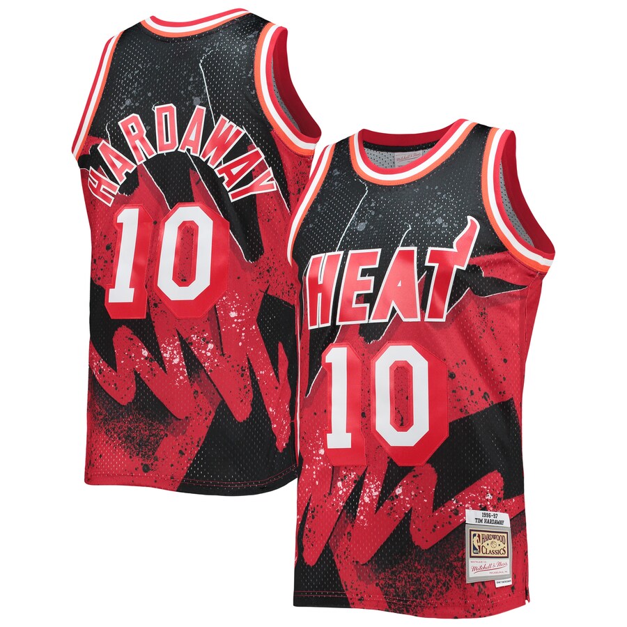 Men's Miami Heat Tim Hardaway Mitchell & Ness Scarlet Hardwood Classics 1996/97 Hyper Hoops Swingman Jersey - Puhuasuan