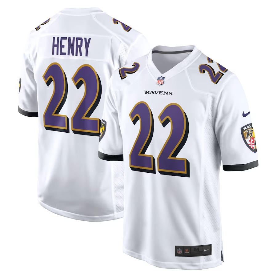 Men's Baltimore Ravens Derrick Henry Nike White White Game Jersey - Puhuasuan