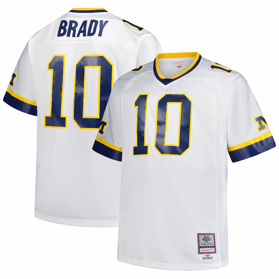 Men's Mitchell & Ness Tom Brady White Michigan Wolverines Legacy Jersey - Puhuasuan