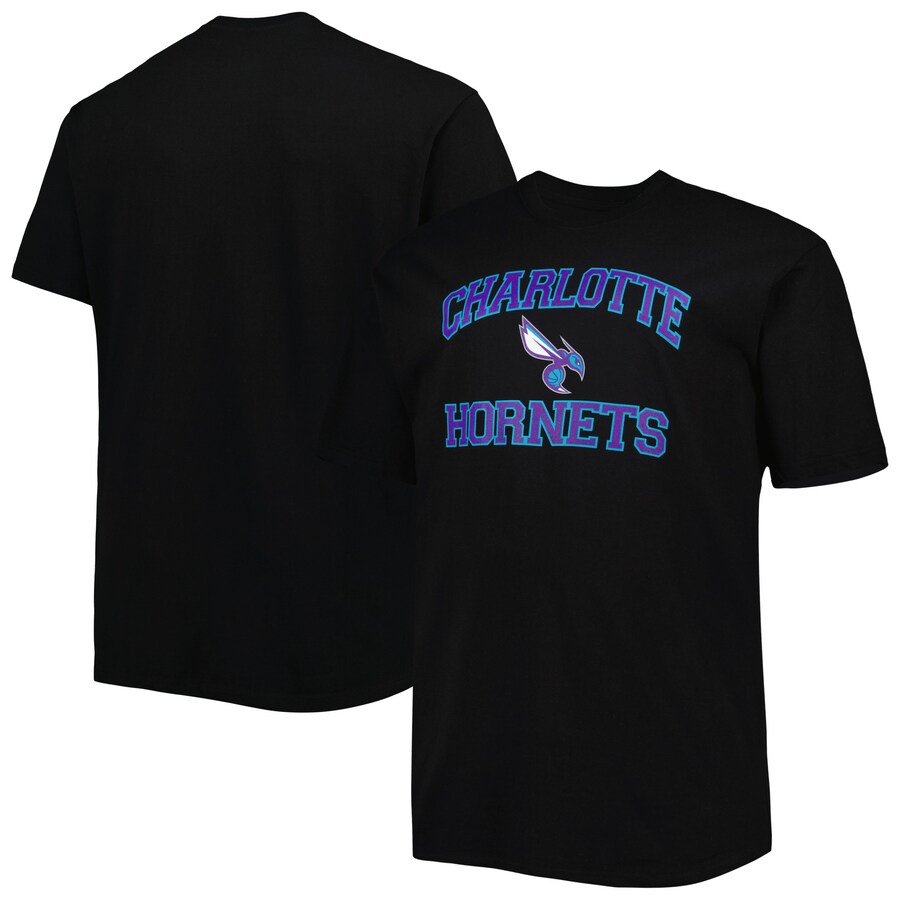Men's Charlotte Hornets Black Big & Tall Heart & Soul T-Shirt - Puhuasuan