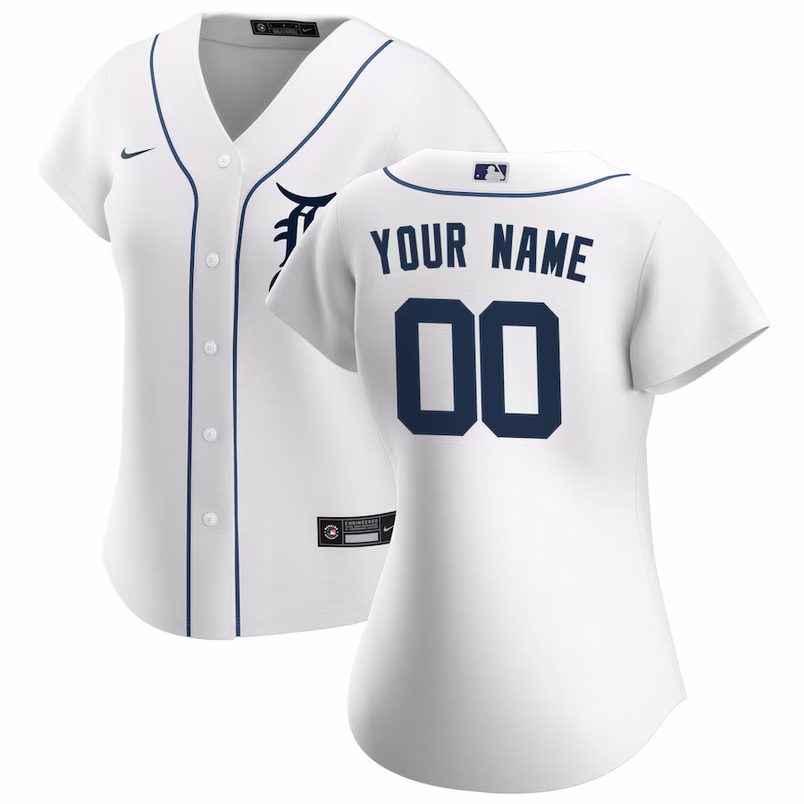 Women's Detroit Tigers Nike White Home Replica Custom Jersey - Puhuasuan