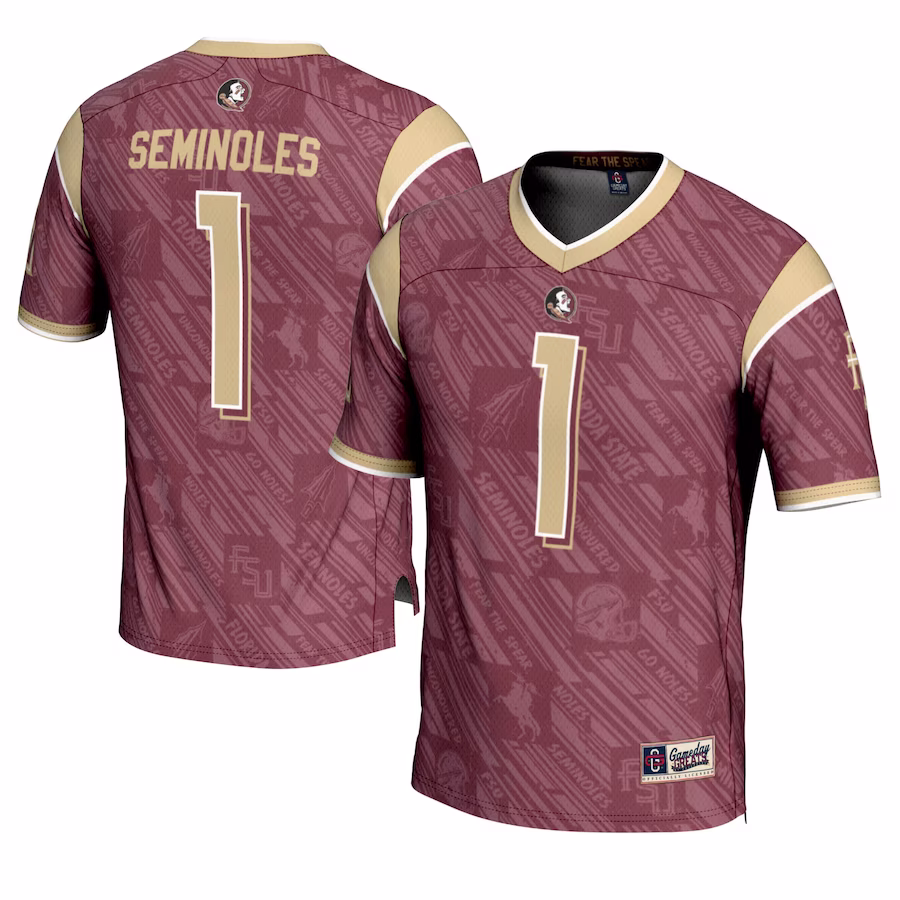 Florida State Seminoles #1 GameDay Greats Garnet Highlight Print Football Fashion Jersey - Puhuasuan