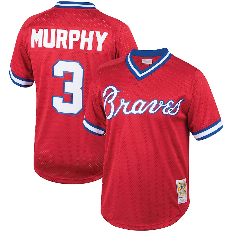 Men's Atlanta Braves Dale Murphy Mitchell & Ness Red Cooperstown Collection Big & Tall Mesh Batting Practice Jersey - Puhuasuan