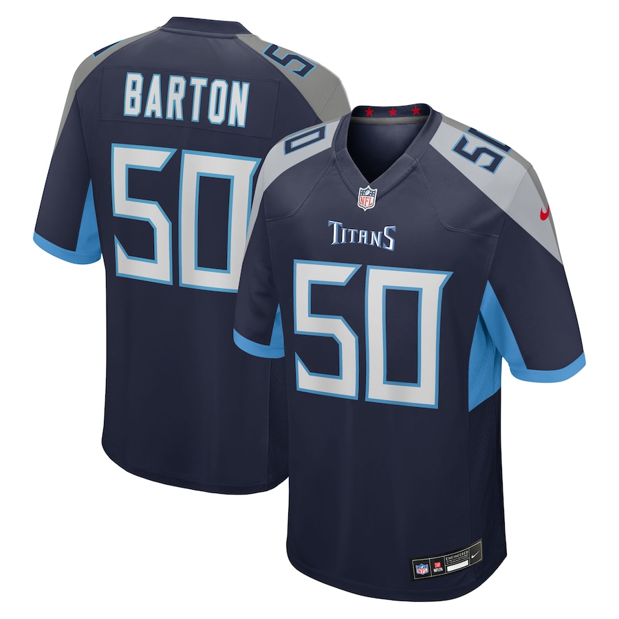 Men's Tennessee Titans Cody Barton Nike Navy Team Game Jersey - Puhuasuan