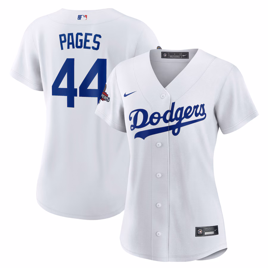 Women's Los Angeles Dodgers Andy Pages Nike White 2024 World Series Champions Home Replica Player Jersey - Puhuasuan