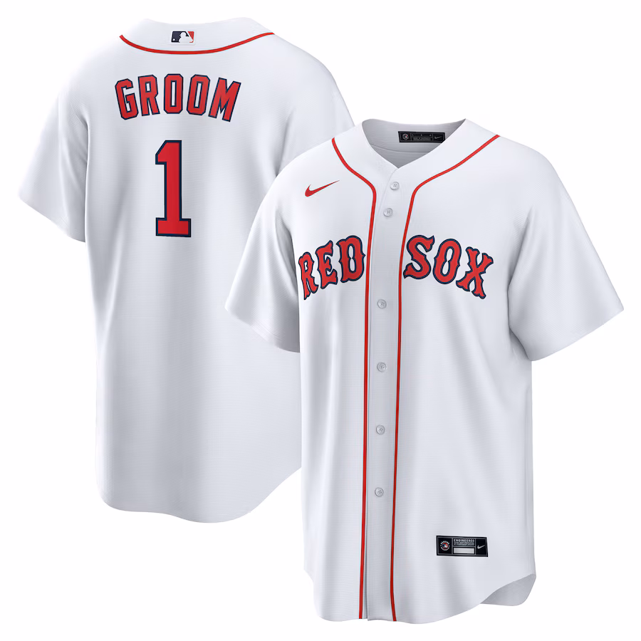 Men's Boston Red Sox Nike White #1 Groom Home Replica Jersey - Puhuasuan