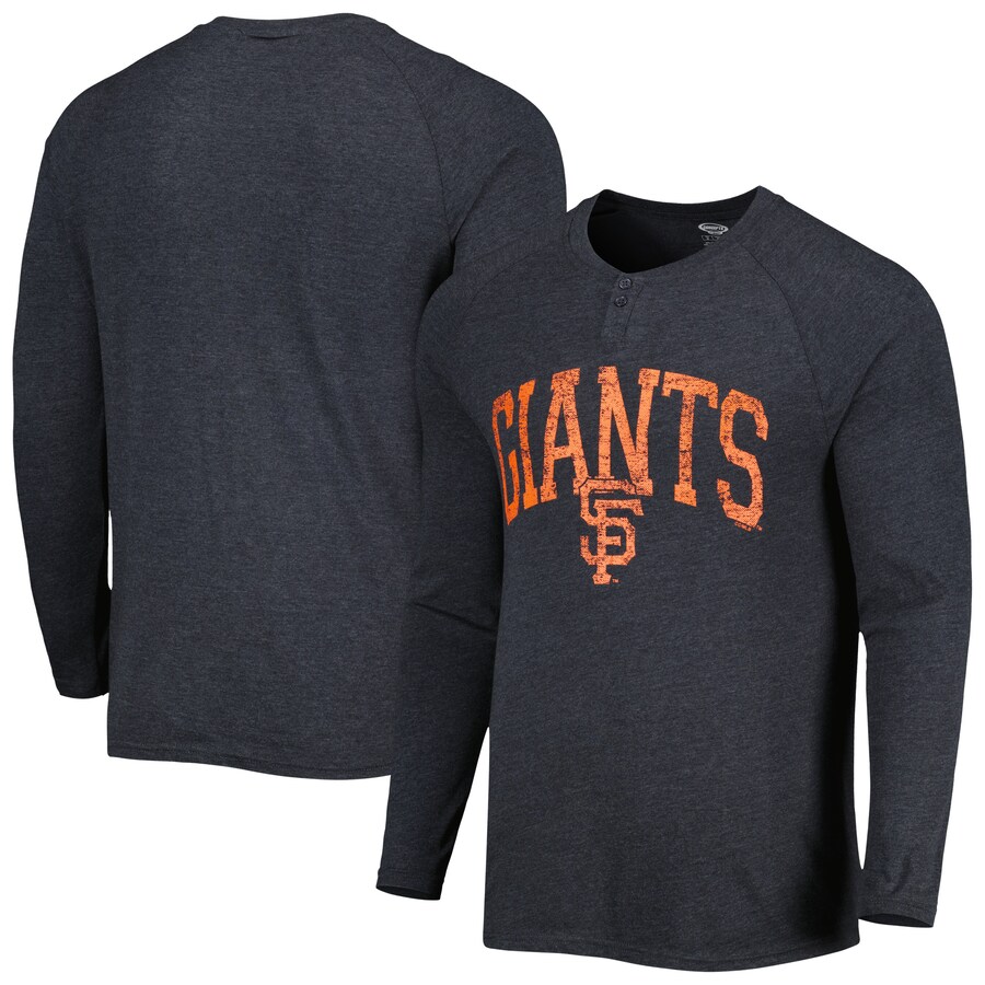 Men's San Francisco Giants Concepts Sport Black Inertia Raglan Long Sleeve Henley T-Shirt - Puhuasuan