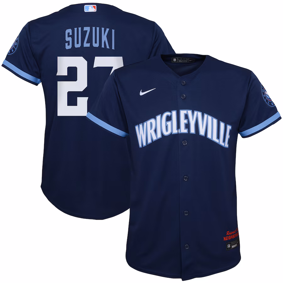 Preschool Chicago Cubs Seiya Suzuki Nike Navy City Connect Script Replica Player Jersey - Puhuasuan